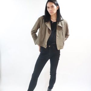 All Saints Cropped Italian Fabric Biker Jacket
